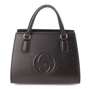 Gucci Interlocking GG Leather Handbag Shoulder Bag Black